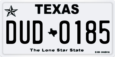TX license plate DUD0185