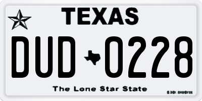 TX license plate DUD0228