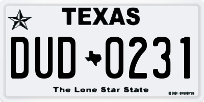 TX license plate DUD0231