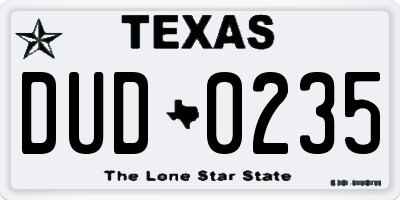 TX license plate DUD0235