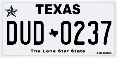 TX license plate DUD0237