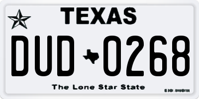 TX license plate DUD0268