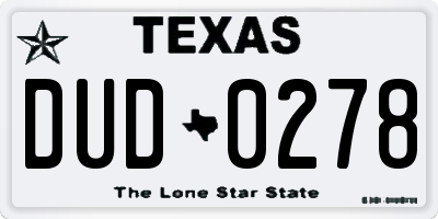 TX license plate DUD0278
