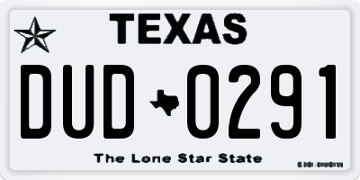 TX license plate DUD0291
