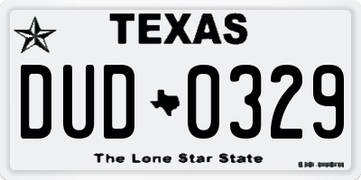TX license plate DUD0329