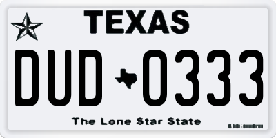 TX license plate DUD0333