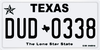 TX license plate DUD0338