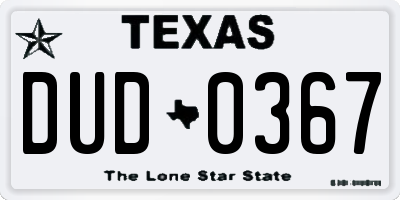 TX license plate DUD0367