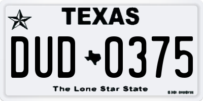 TX license plate DUD0375