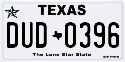 TX license plate DUD0396