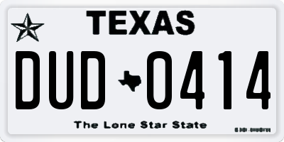 TX license plate DUD0414