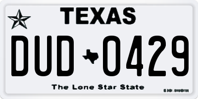 TX license plate DUD0429