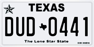 TX license plate DUD0441