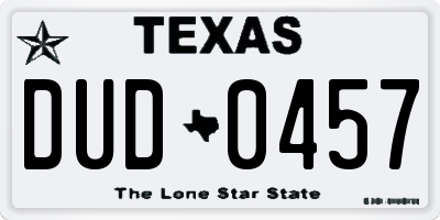 TX license plate DUD0457