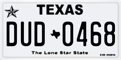 TX license plate DUD0468