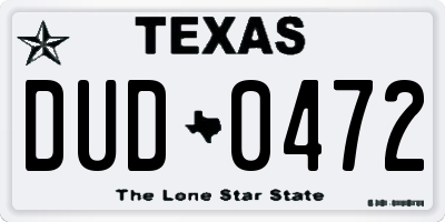 TX license plate DUD0472