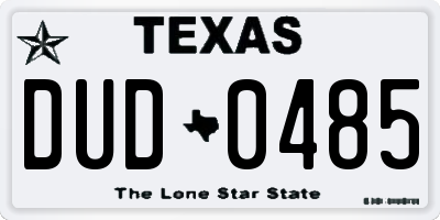 TX license plate DUD0485
