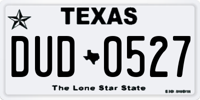 TX license plate DUD0527