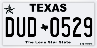 TX license plate DUD0529