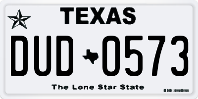 TX license plate DUD0573