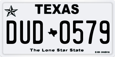 TX license plate DUD0579
