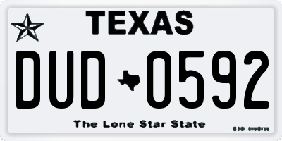 TX license plate DUD0592