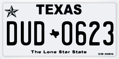TX license plate DUD0623