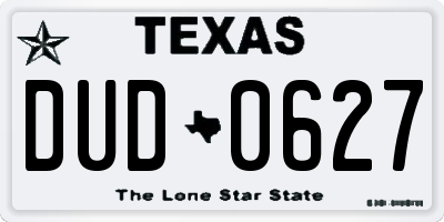 TX license plate DUD0627
