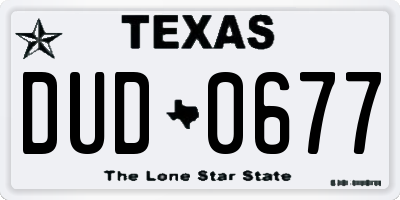 TX license plate DUD0677