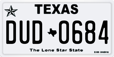 TX license plate DUD0684