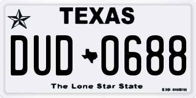 TX license plate DUD0688
