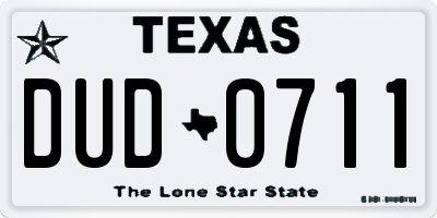TX license plate DUD0711