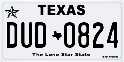 TX license plate DUD0824