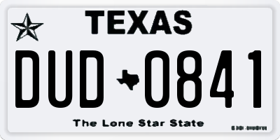 TX license plate DUD0841