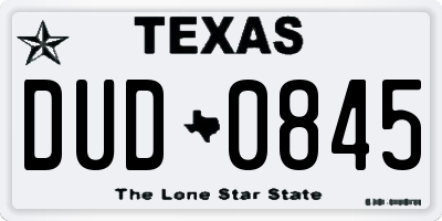 TX license plate DUD0845