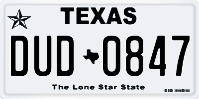TX license plate DUD0847