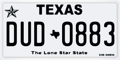TX license plate DUD0883