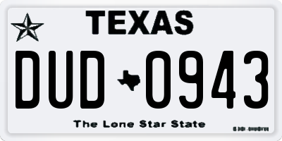 TX license plate DUD0943