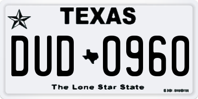 TX license plate DUD0960