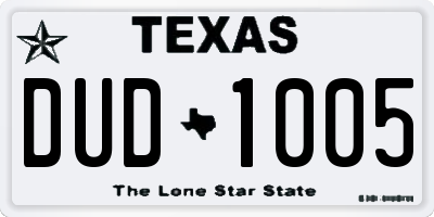 TX license plate DUD1005