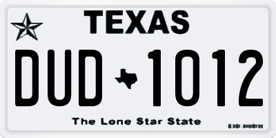 TX license plate DUD1012