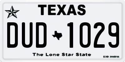 TX license plate DUD1029