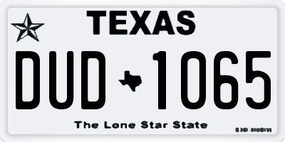 TX license plate DUD1065