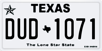 TX license plate DUD1071