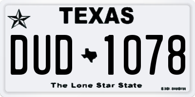 TX license plate DUD1078
