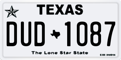 TX license plate DUD1087