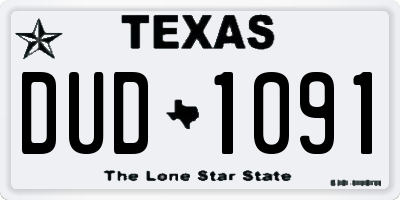 TX license plate DUD1091