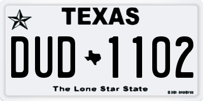 TX license plate DUD1102