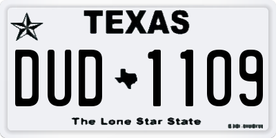 TX license plate DUD1109