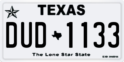 TX license plate DUD1133